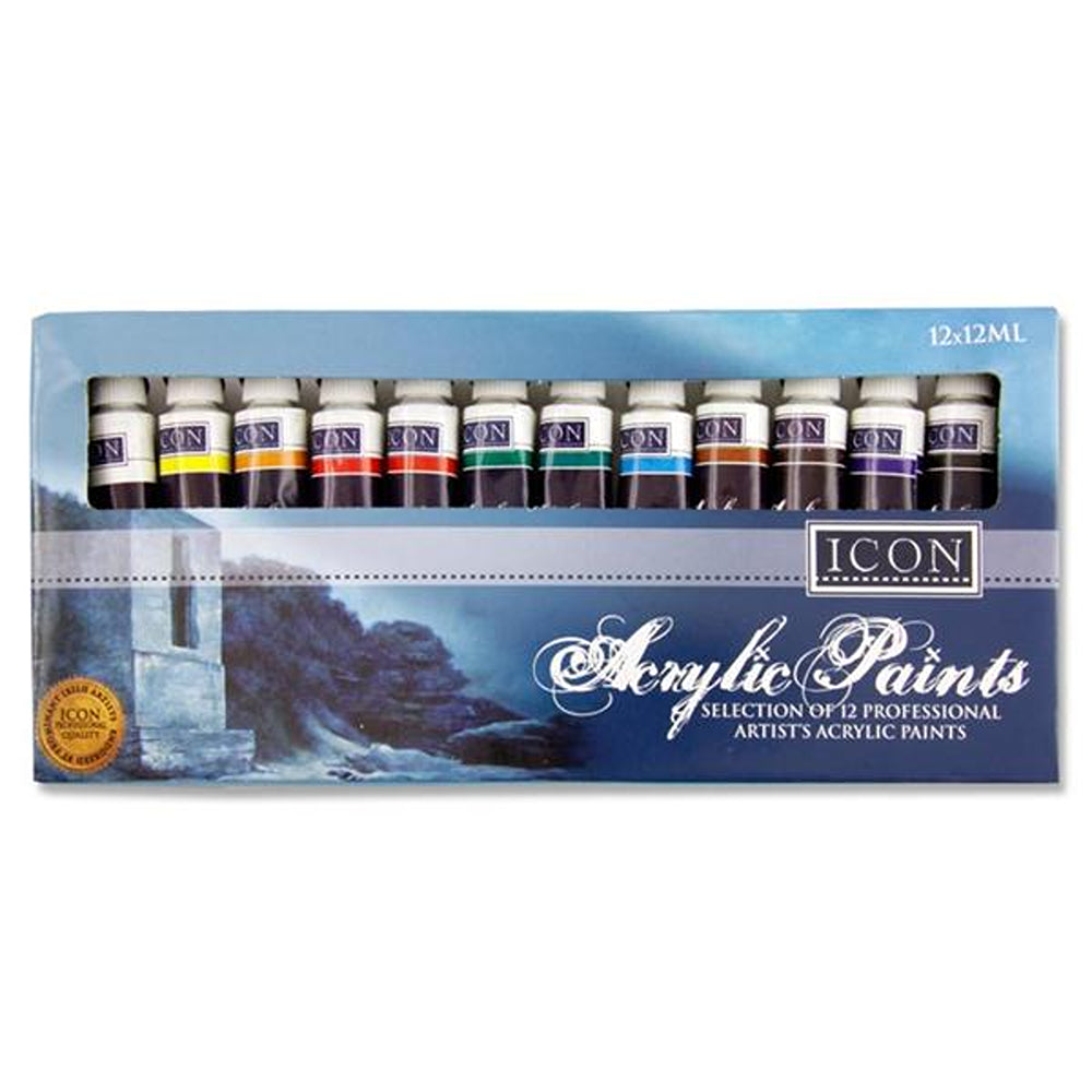 Icon High Quality Acrylic Paints Pack | 12 x 12ml