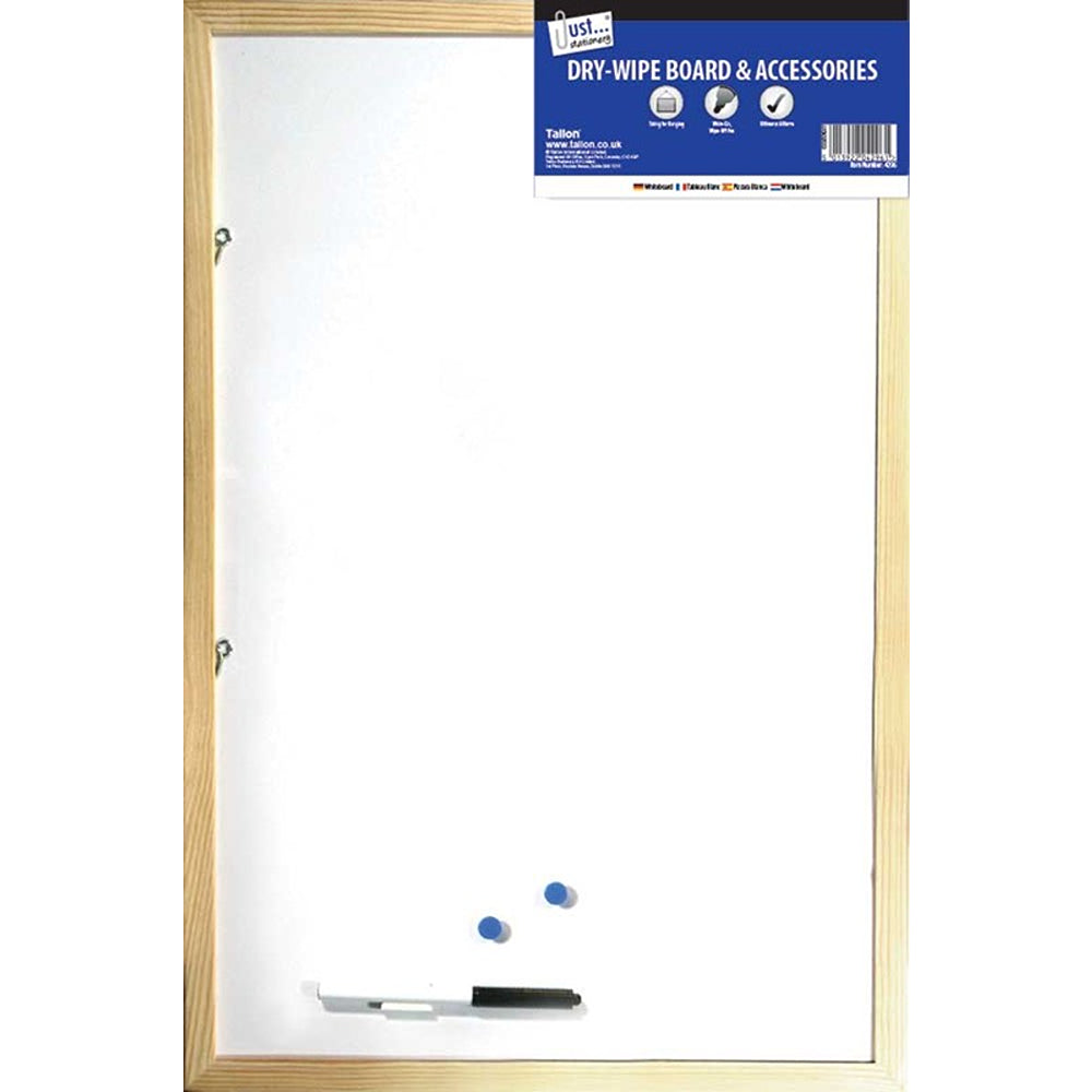 Just Stationery Dry Wipe Board | Includes Marker &amp; Magnets | 800 x 600mm