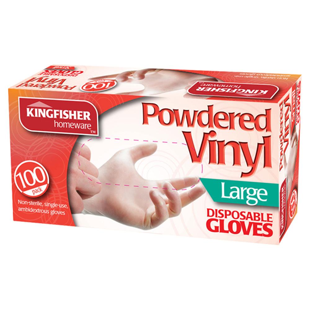 Kingfisher Powdered Vinyl Disposable Gloves | Pack of 100 | Large - Choice Stores