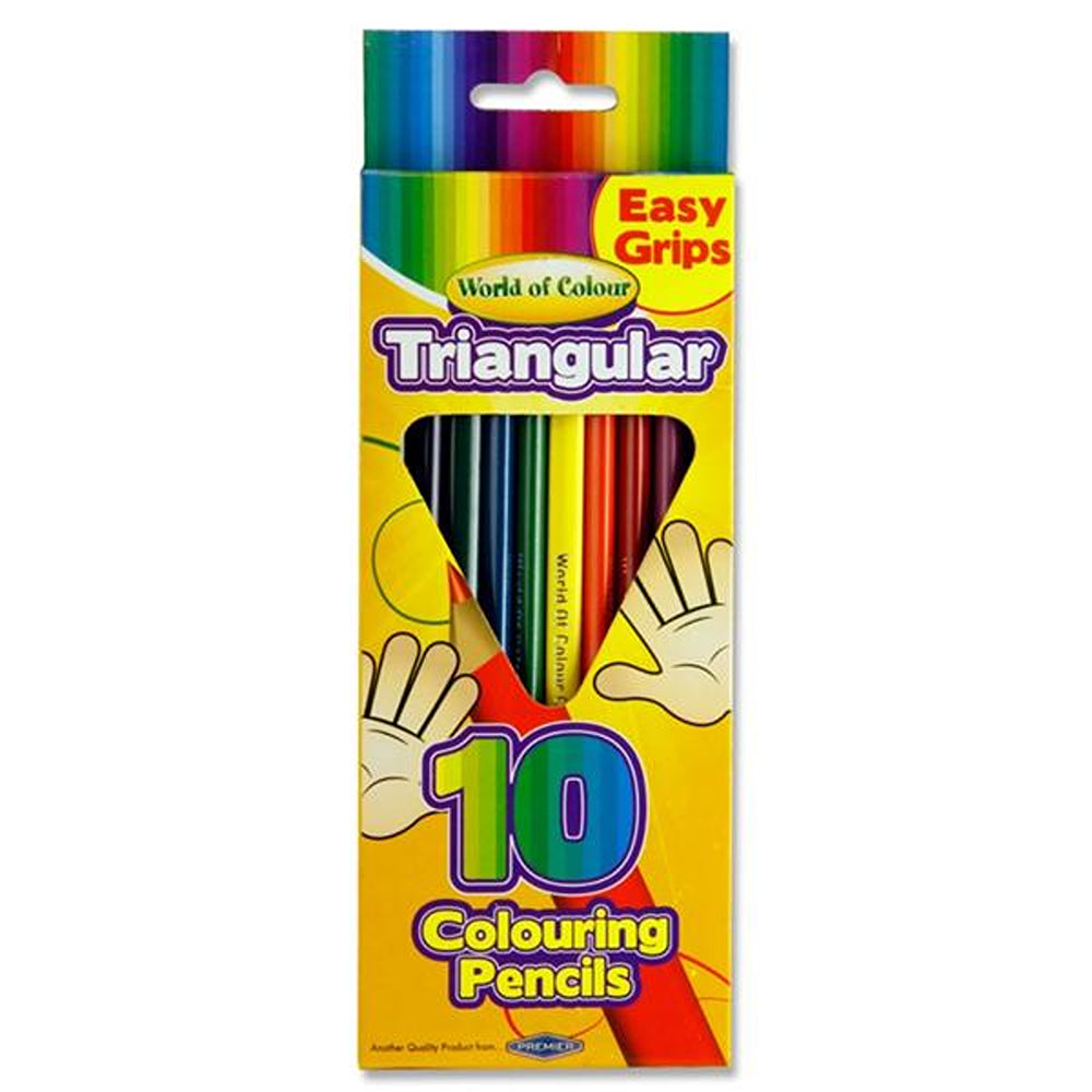 World of Colour Junior Triangular Easy Grip Colouring Pencils | Pack of 10