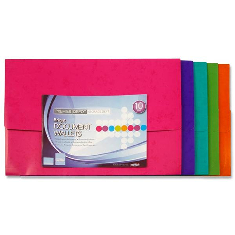 Premier Stationery A4 Cardboard Document Wallets | Pack of 10
