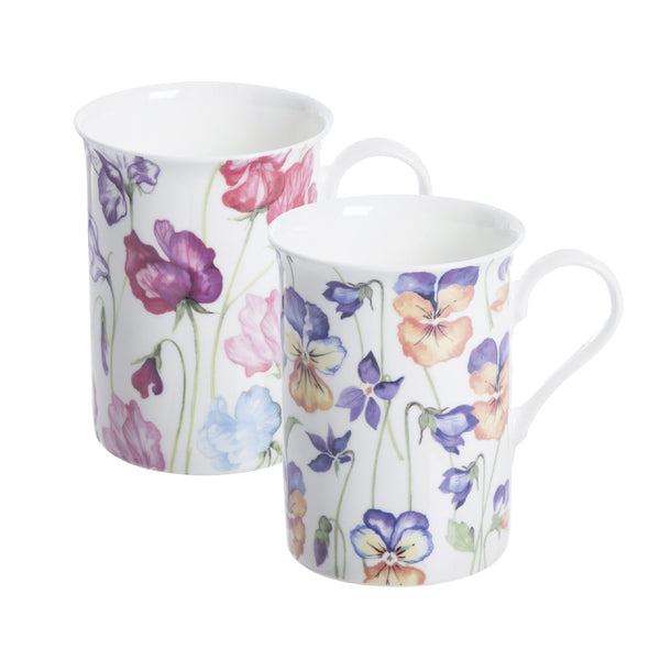 Price & Kensington Viola/Sweetpea Fine Bone China Mug | Vibrant Floral Design