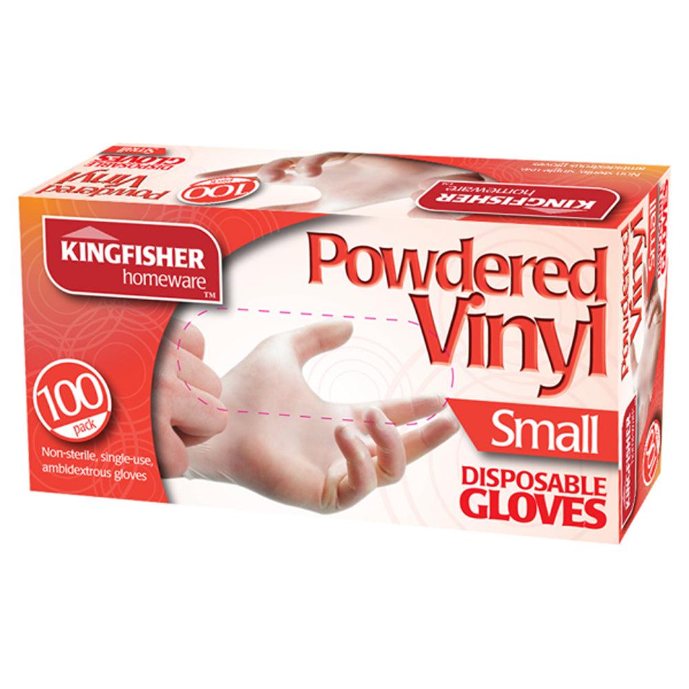Kingfisher Powdered Vinyl Disposable Gloves | Pack of 100 | Small