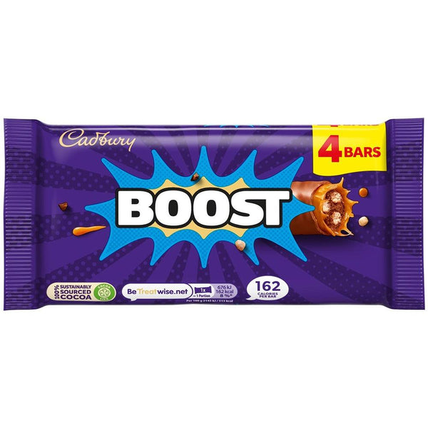 Cadbury Boost 4pk: Chocolate, Caramel & Biscuit Delight, 162 Cal/Bar