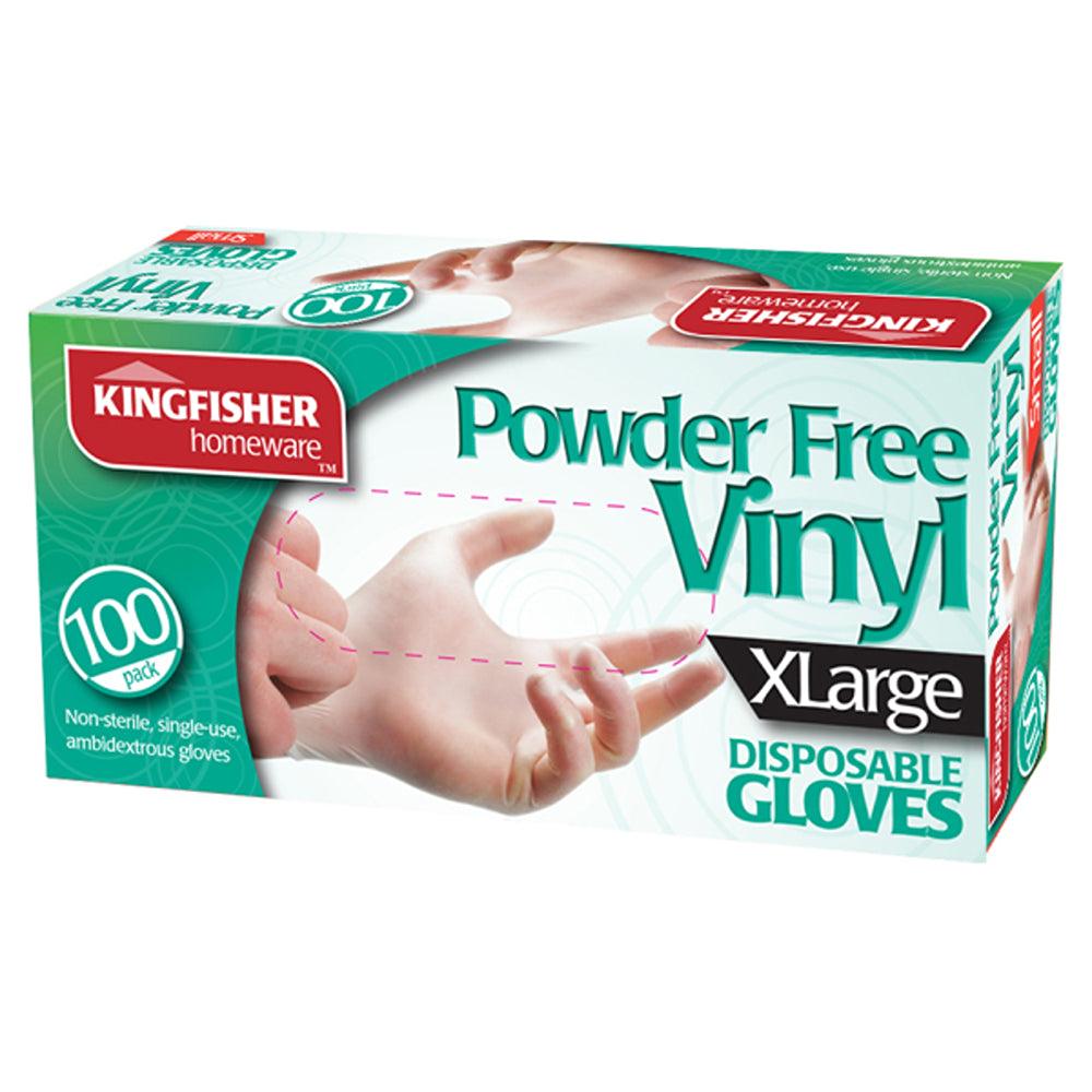 Kingfisher Powder Free Vinyl Disposable Gloves | Pack of 100 | XL - Choice Stores