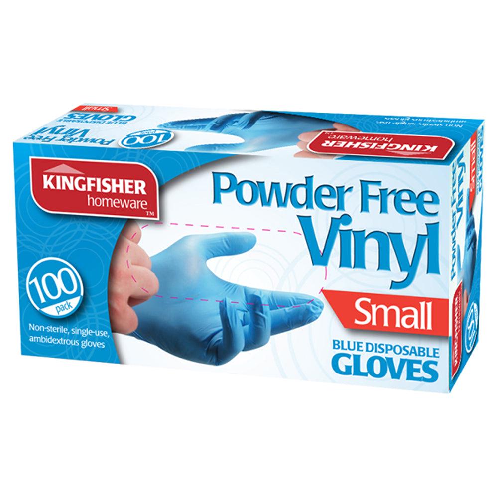 Kingfisher Blue Powder Free Vinyl Disposable Gloves | Pack of 100 | Small - Choice Stores