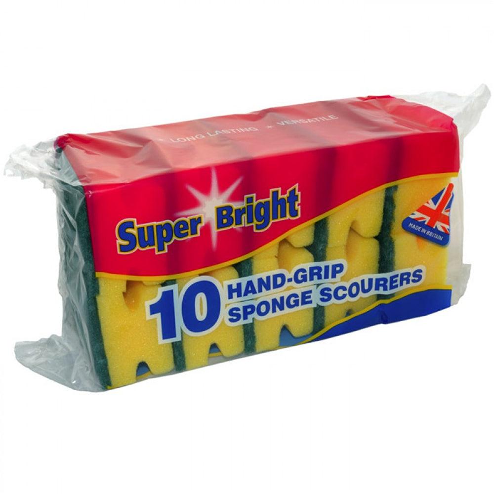 Super Bright Hand Grip Sponge Scourers | Pack of 10