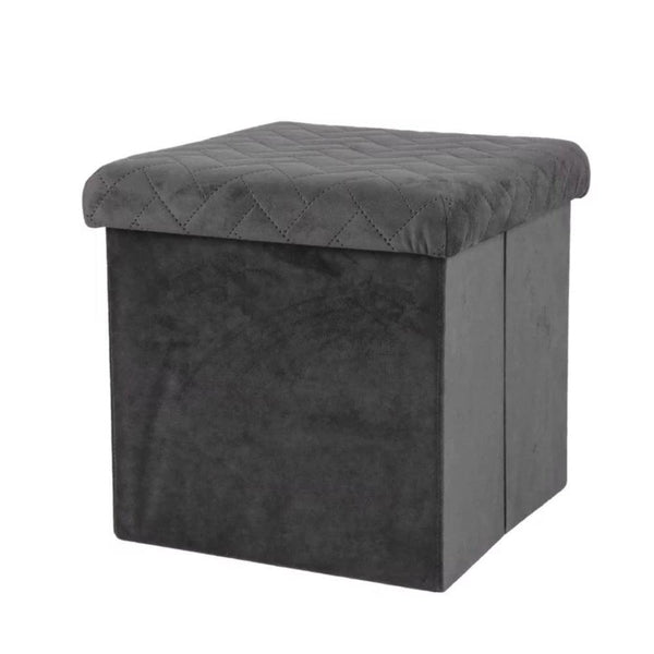 Urban Living Dark Grey Velvet Storage Box | 37.5 x 37.5 x 37.5 cm