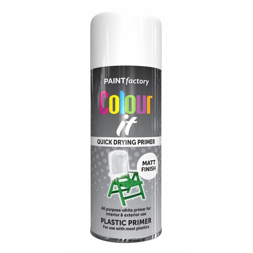 Paint Factory Colour it Quick Drying Spray Plastic Primer Matt Finish | 400ml