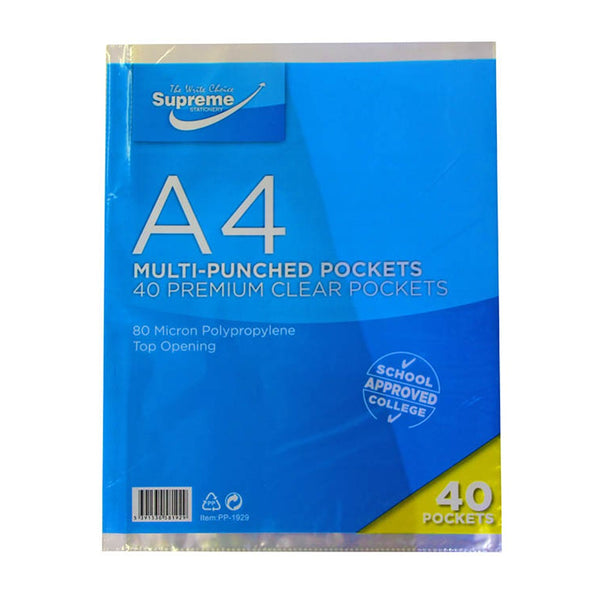 Supreme Polypockets Premium A4 Clear Pockets | 40Pk, 80-Micron Polypropylene