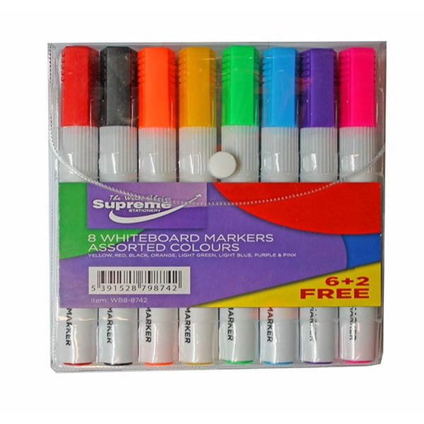 Supreme Large Whiteboard Marker Set | 8 Assorted Colours