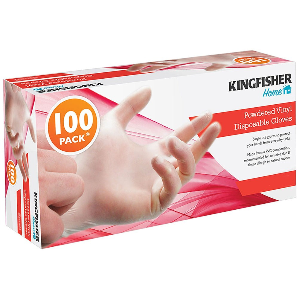 Kingfisher Powdered Vinyl Disposable Gloves | Pack of 100 | XL