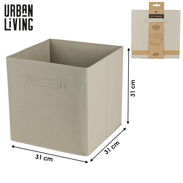 Urban Living Beige Fabric Storage Cube | 31 x 31cm
