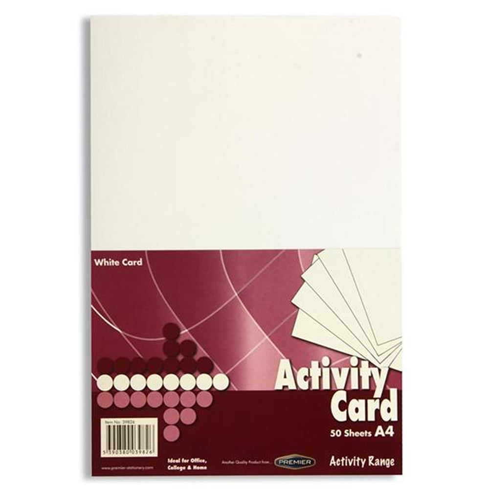 Premier Activity A4 White Card Sheets | 160gsm | 50 Sheets