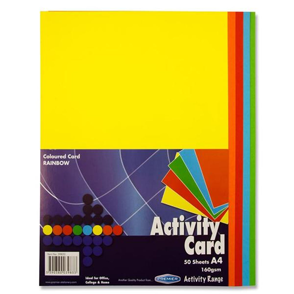 Premier Activity A4 Rainbow Card | 160 gsm | 50 Sheets