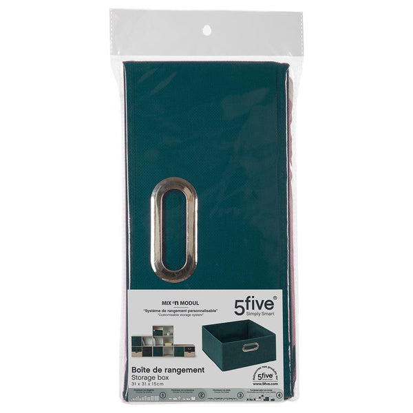 5 Five Petrol Blue Fabric Storage Basket | 31 x 15cm - Choice Stores