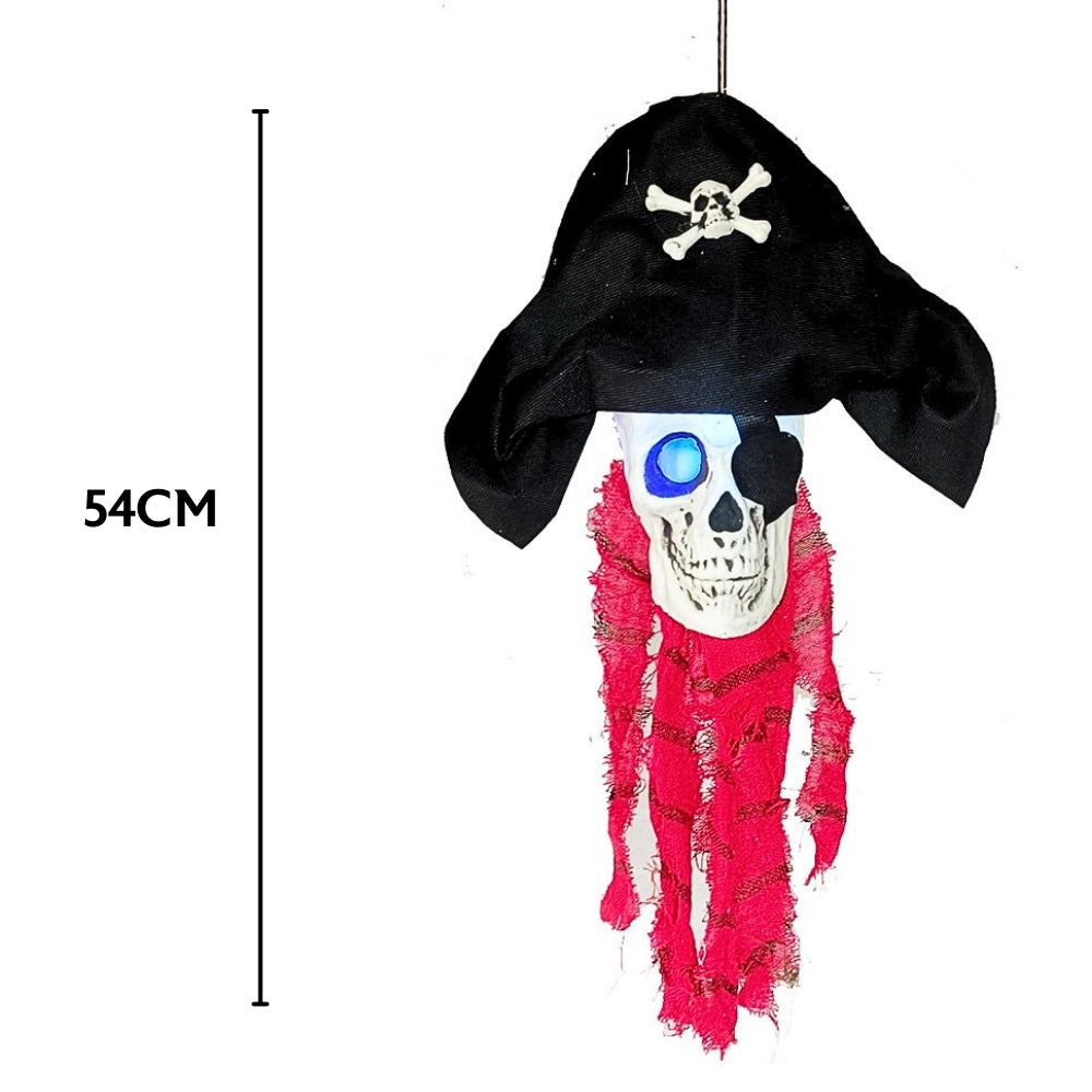Haunted Haven Hanging Pirate Skull Light | 54cm