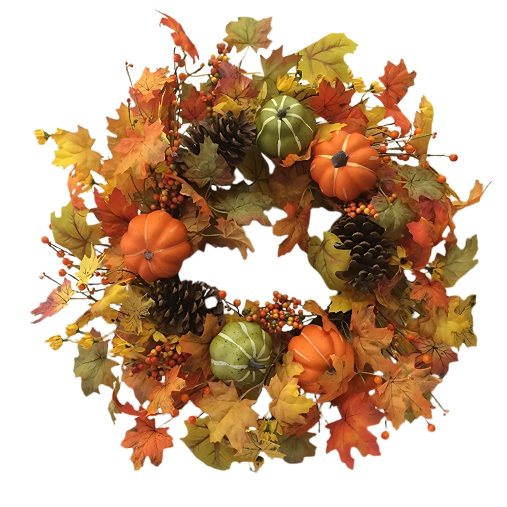 autumn collection fall leaves  pumpkin wreath  61cm