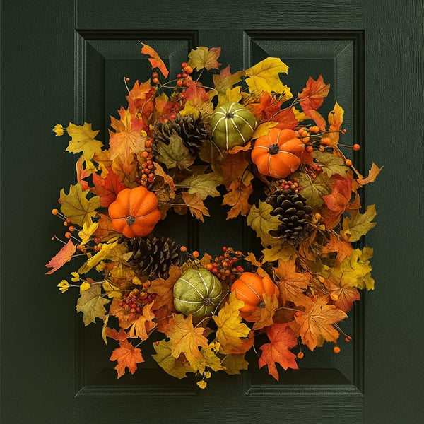 autumn collection fall leaves  pumpkin wreath  61cm