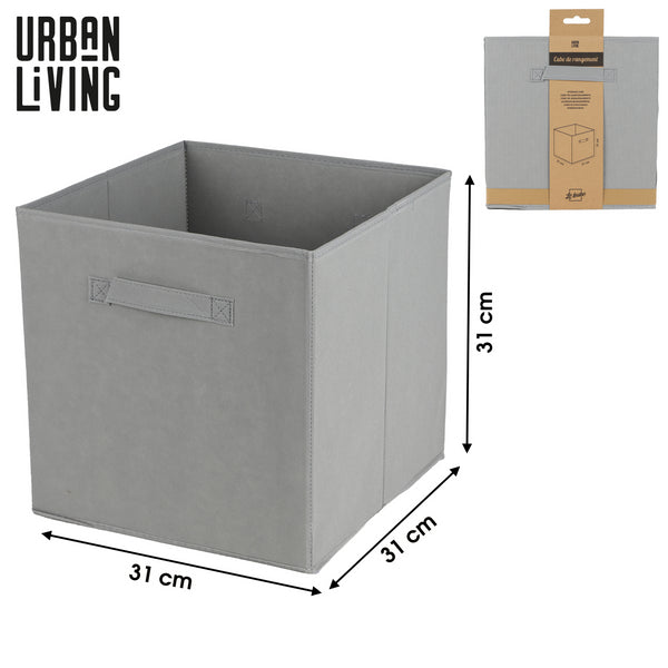 Urban Living Durable Fabric Storage Cube | Grey | 31 x 31 x 31cm