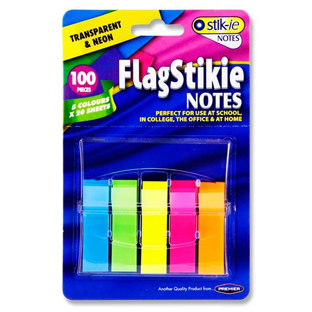 Stik-ie Flag Stikie Notes Pop Up Flag Page Markers Neon | 5 x 20 Sheets