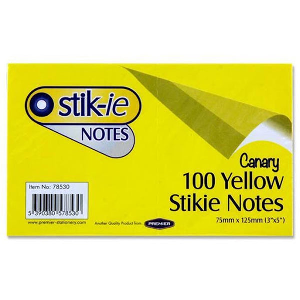 Stik-ie Canary Yellow Adhesive Notes | 75 x 125mm