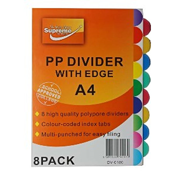 Supreme Durable Polypropene Round Tab Dividers | 8 Part Pack
