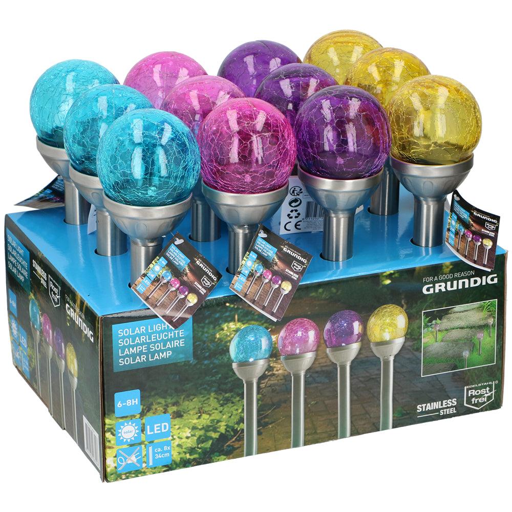Grundig LED Glass Ball Solar Light Stake | Assorted Colour | 34cm