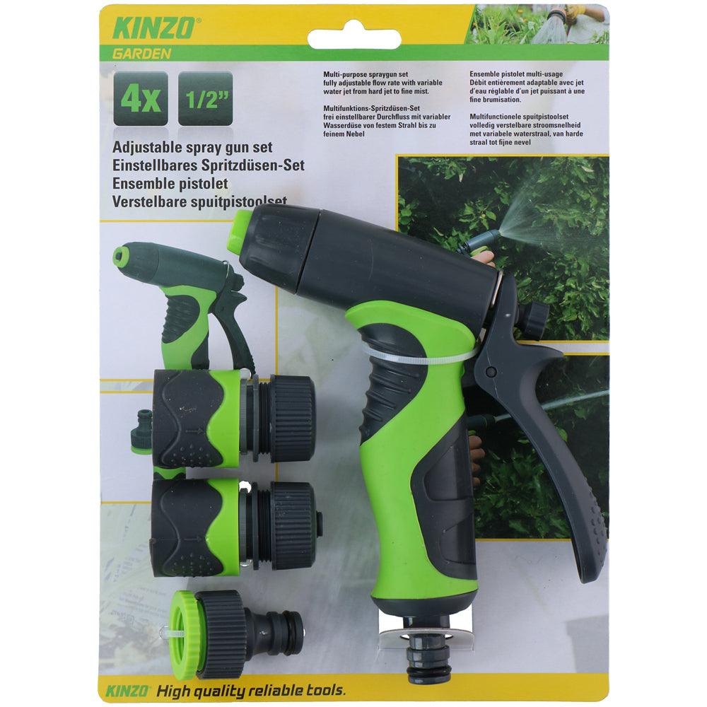 Kinzo Garden Spray Gun Set with 8 Spray Functions | 4 Piece Set