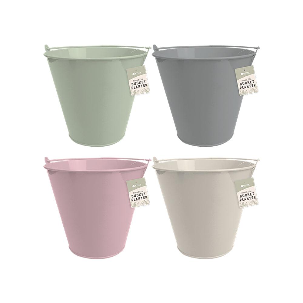 Rowan Round Tin Bucket Planter with Handle | Assorted Colour - Choice Stores