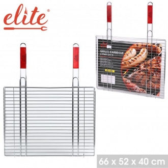 Elite BBQ Grill with Dual-Sided Grid and 2 Heat-Resistant Handles | Stainless Steel