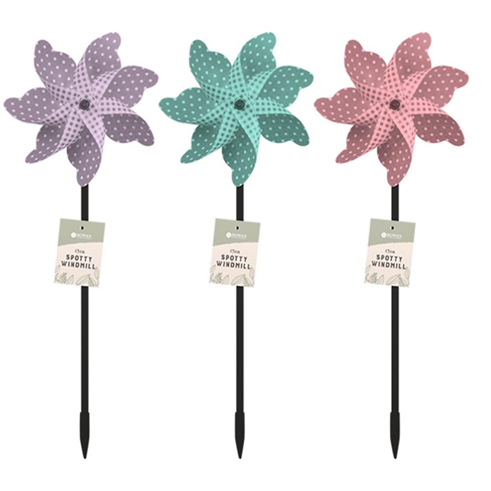 Rowan Spotty Pastel Colour Summer Windmill | Assorted Colour | 43cm - Choice Stores