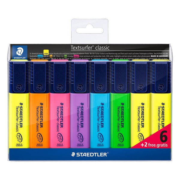 Staedtler Textsurfer Classic Highlighter Pack | 6+2 Bonus