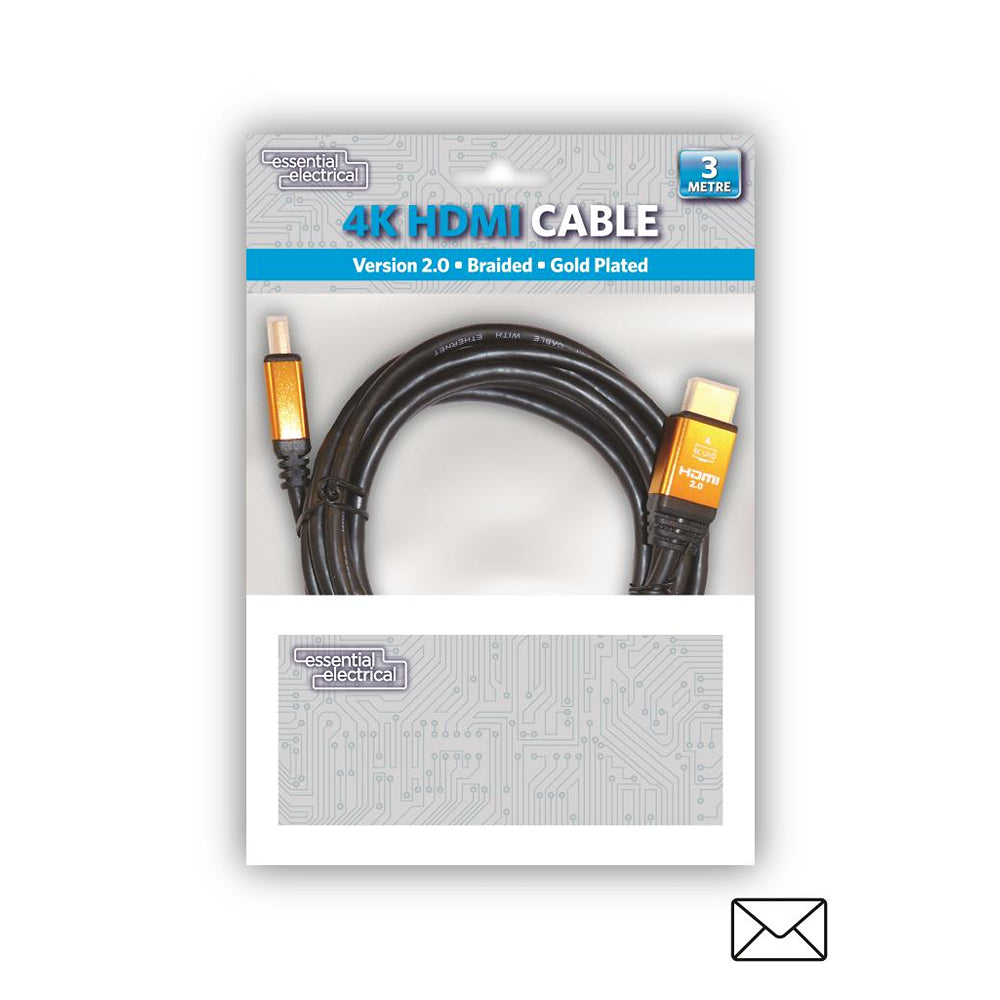 Essential Electrical 4K HDMI Cable Version 2.0 Gold Plated | 3m