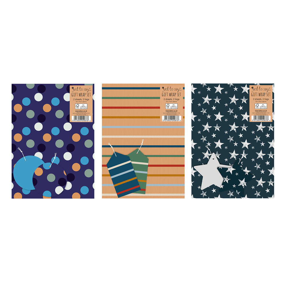 Tallon Flat Wrapping Paper &amp; Tags Male Designs