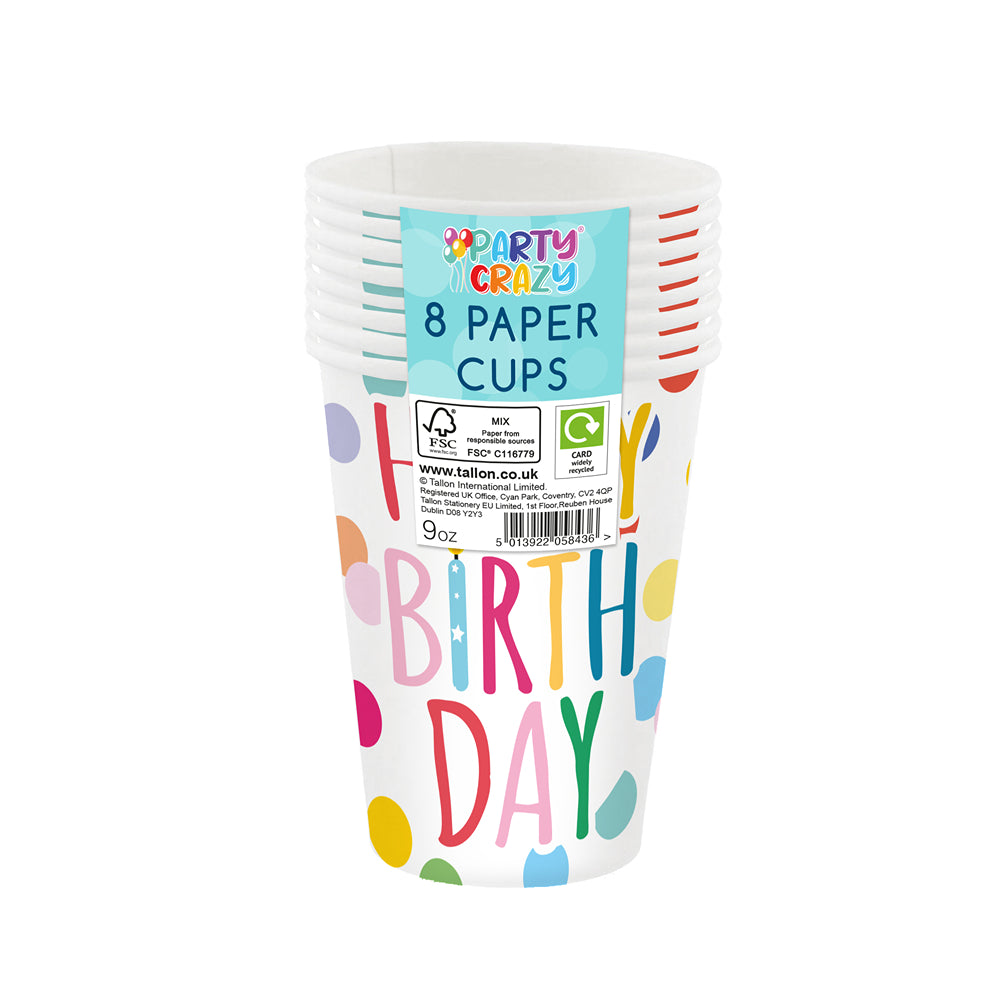 Tallon Happy Birthday Cups | 8 x 9oz