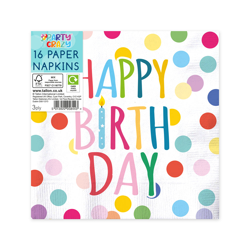 Tallon Happy Birthday Napkins | 16 x 3ply