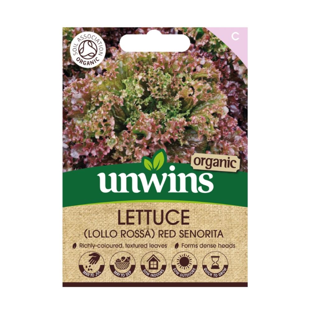 Unwins Organic Lollo Rossa Lettuce Red Senorita Seeds - Choice Stores
