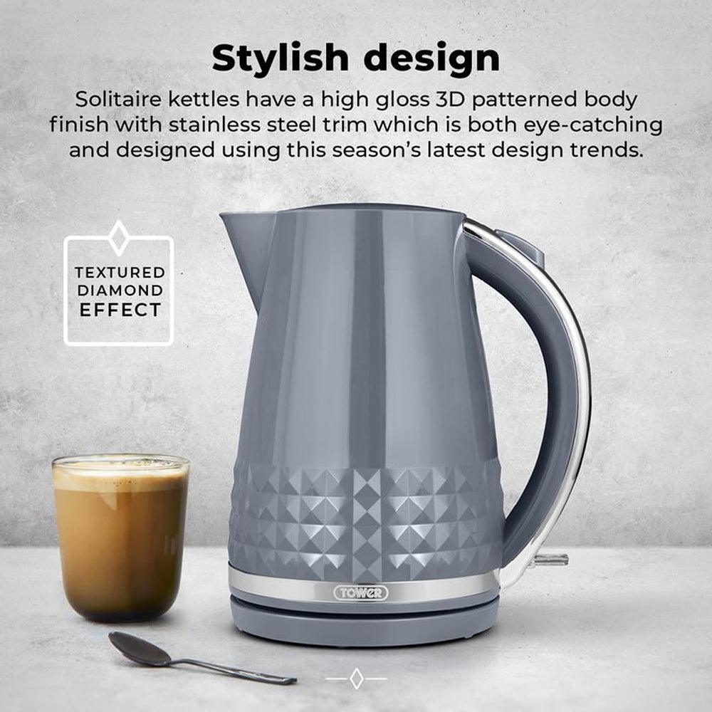 Tower Solitaire Grey Kettle with Chrome Accents | 1.5L - Choice Stores