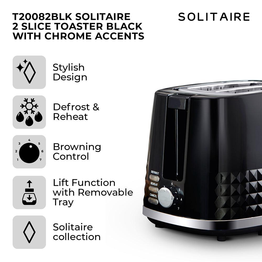 Tower Solitaire 2 Slice Toaster with Chrome Accents