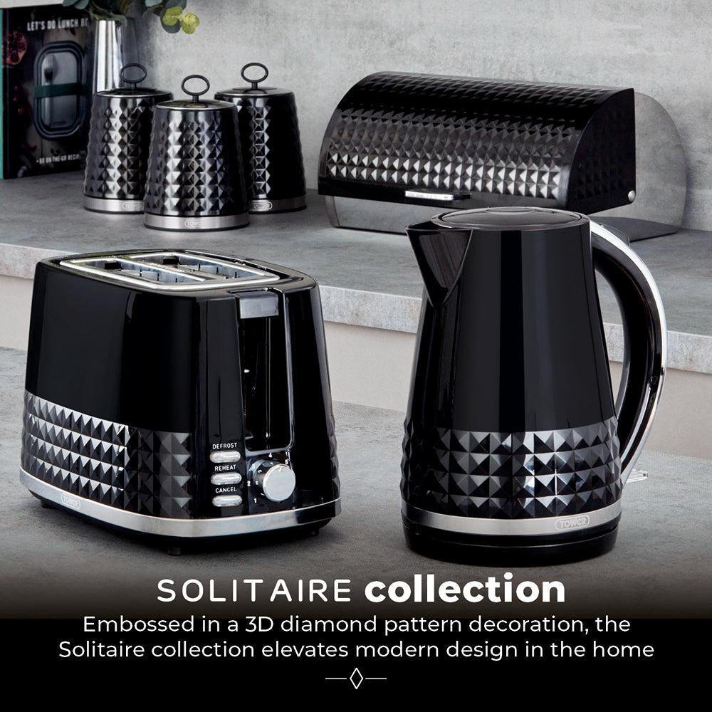Tower Solitaire 2 Slice Toaster with Chrome Accents