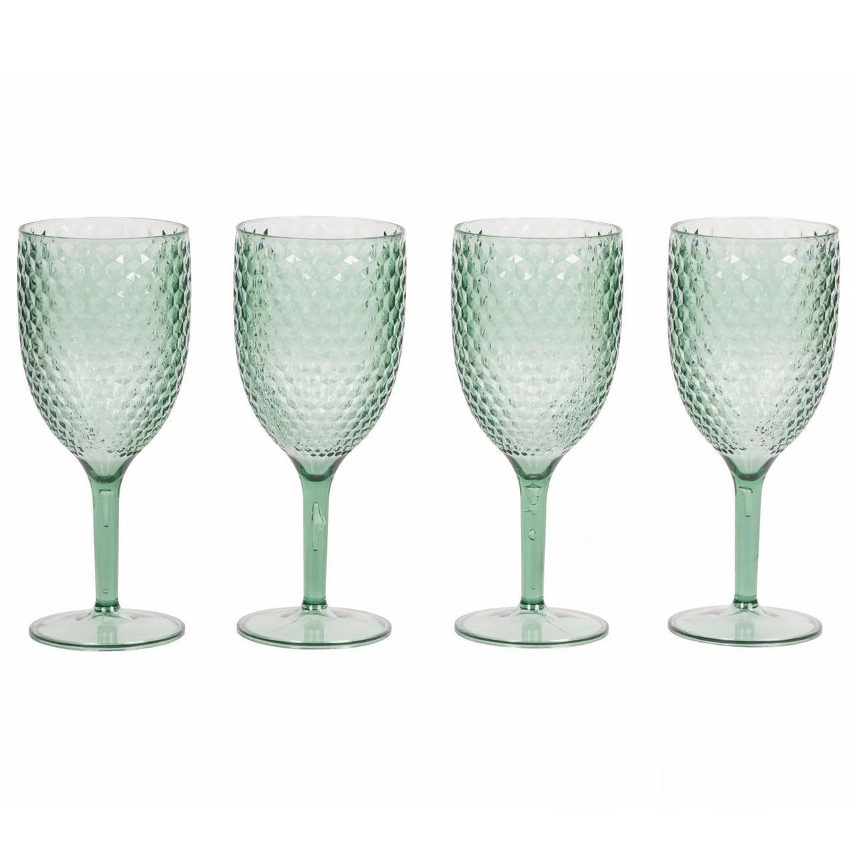 Cambridge Diamond Effect Plastic Wine Glasses Green | Set of 4