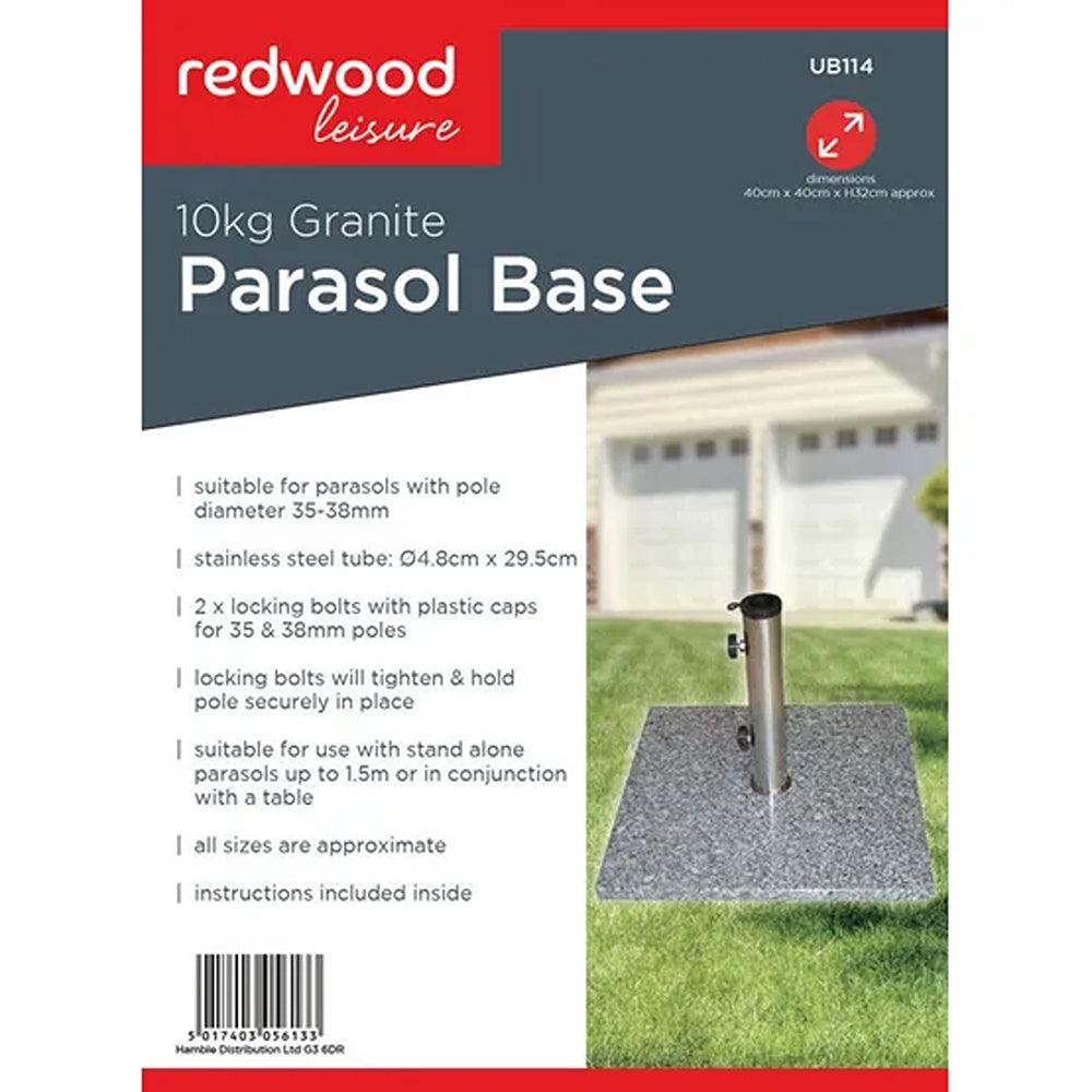 Redwood Leisure Granite Parasol Base | 10kg - Choice Stores