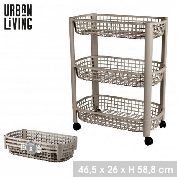 Urban Living Liberty 3 Tier Plastic Trolley | 46.5 x 26 x 58.8cm