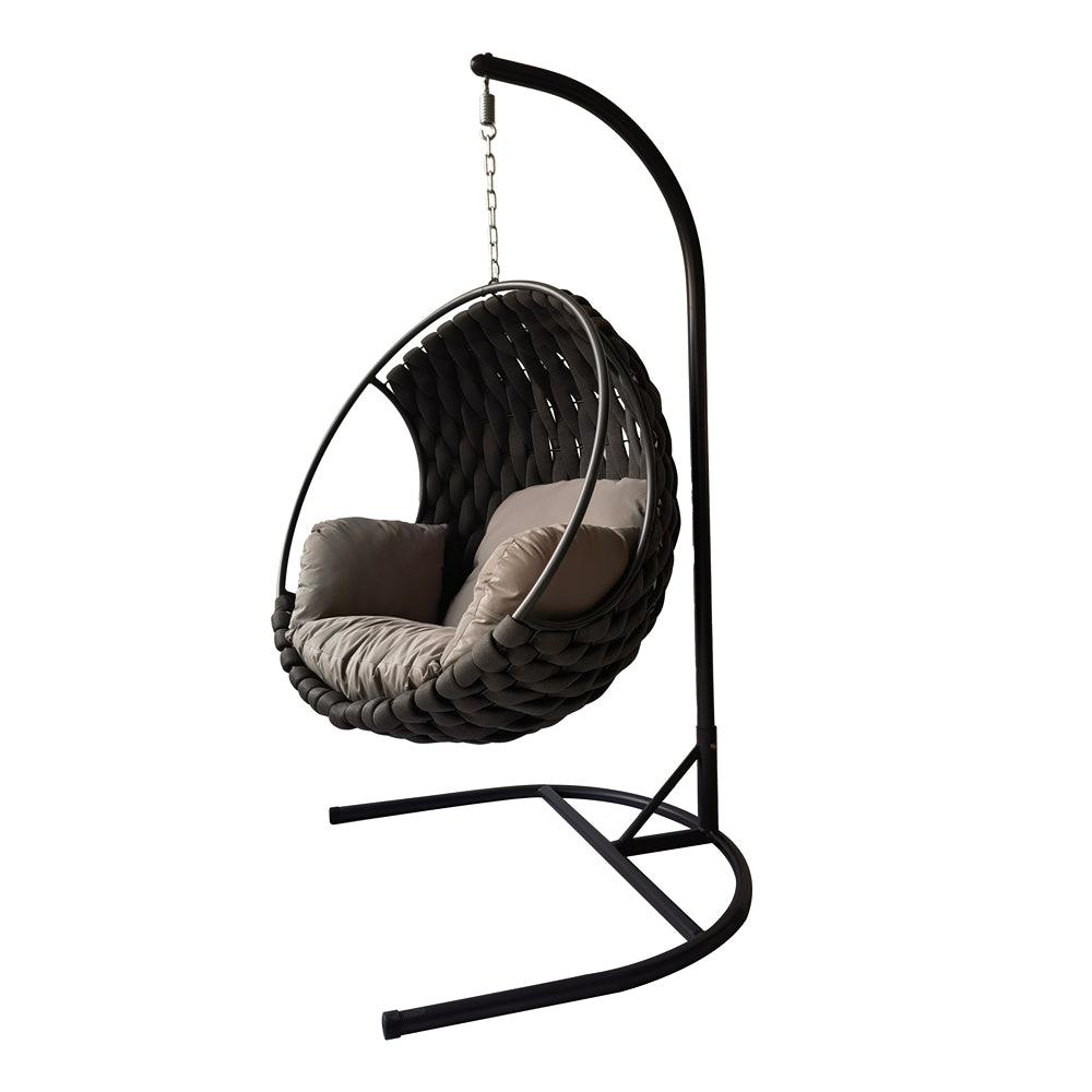 Lifestyle Living Hanging Dark Grey Rope Weave Pod Chair - Choice Stores