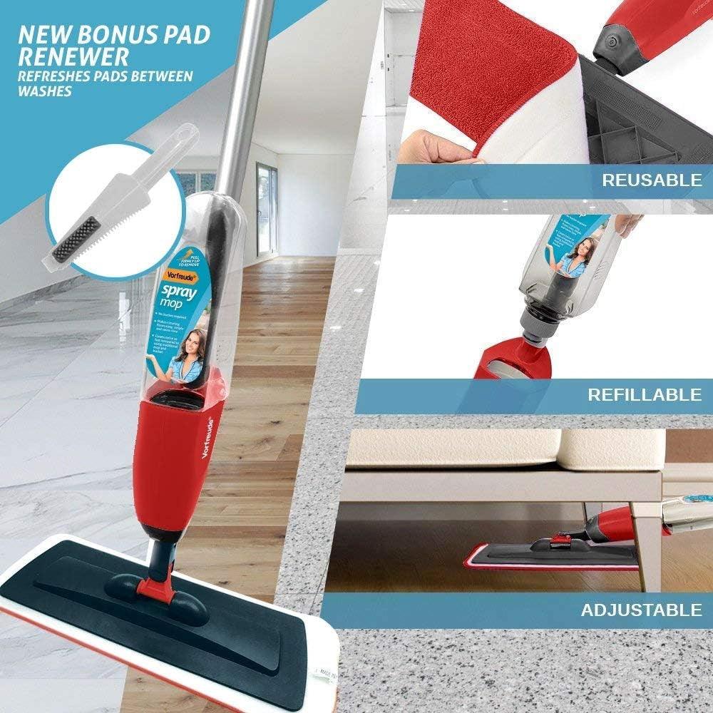 Vorfreude Spray Mop with Washable Pads &amp; 700ml Refillable Bottle