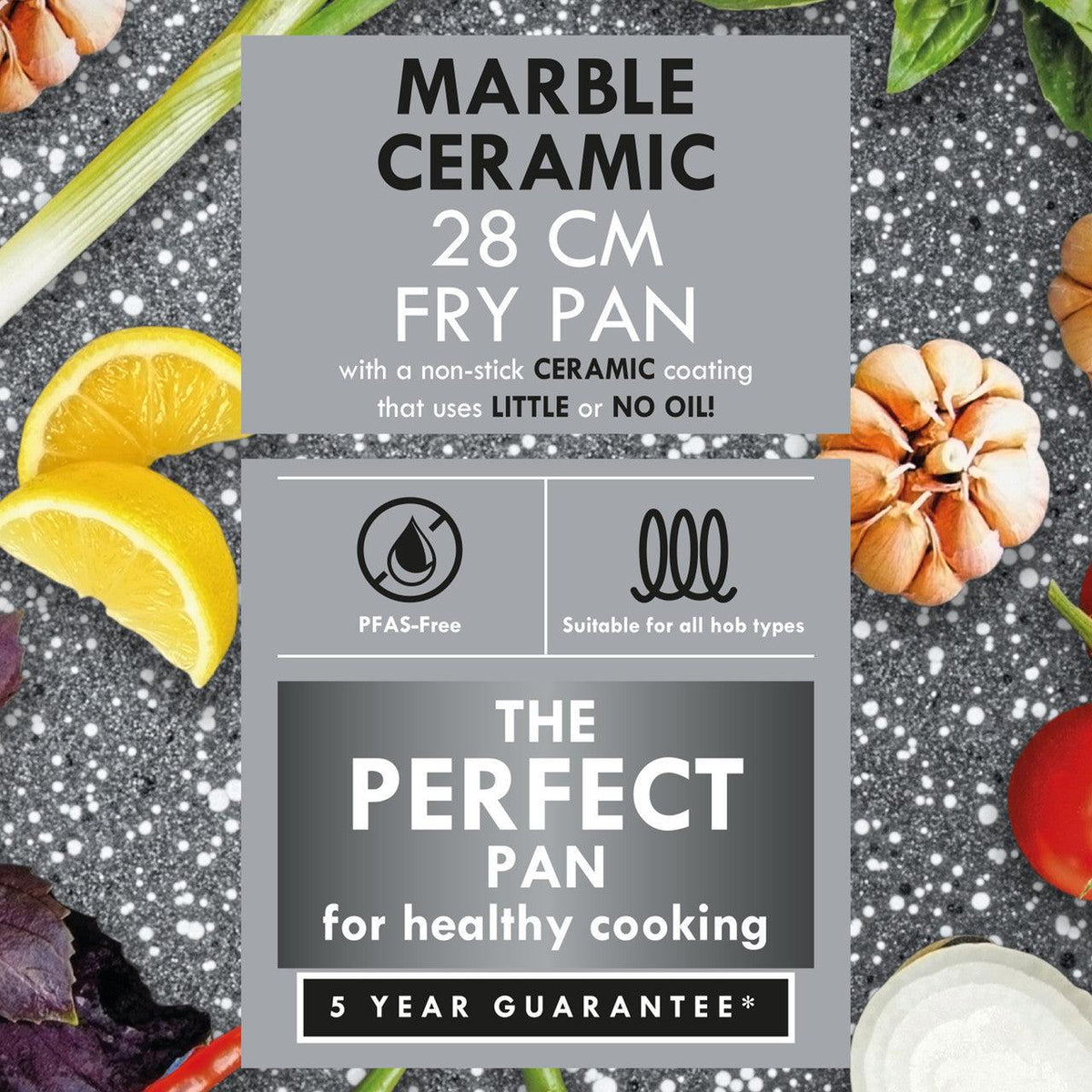 Progress Marble Ceramic Non Stick Frying Pan | 28cm - Choice Stores
