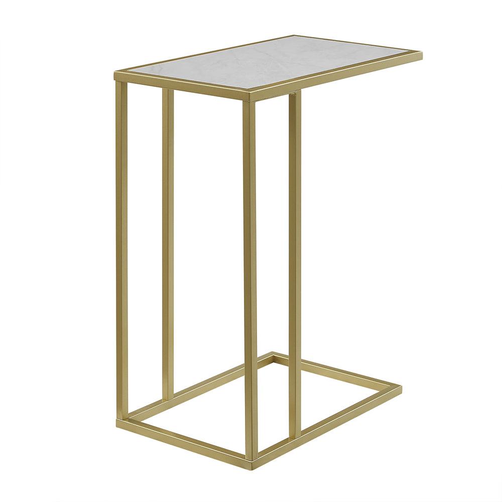 walker edison white faux marble and gold end table - 24in