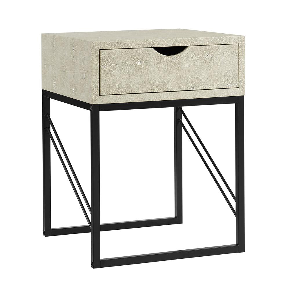 Walker Edison Vetti Drawer Faux Shagreen One Drawer Side Table | 24in - Choice Stores