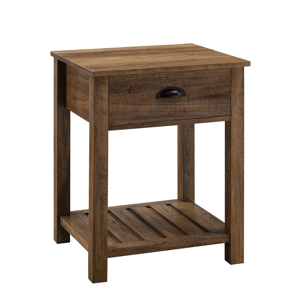Walker EdisonOne Drawer Side Table Rustic Oak | 18in - Choice Stores